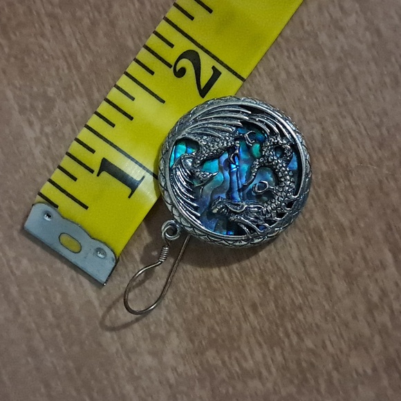 Abalone 925 Sterling Silver Phenix & Dragon Earrings - Picture 5 of 6